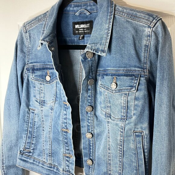William Rast XS Blue Denim Long Sleeve Button Up Denim Jean Jacket NWT - Picture 1 of 14